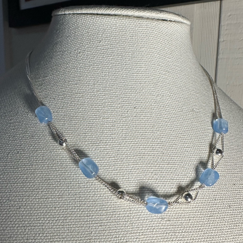Beautiful Stefani St Jacques 925 silver and blue bead necklace